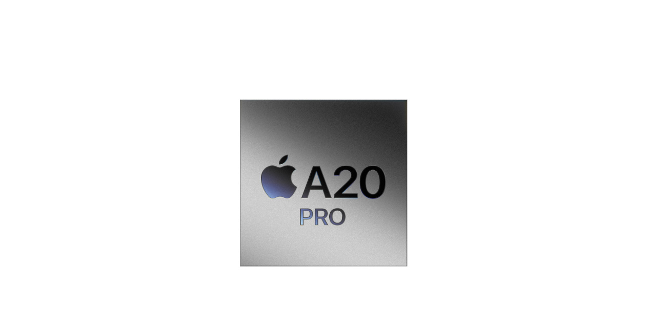 Representación del chip A20 Pro en la página oficial del iPhone Duo.